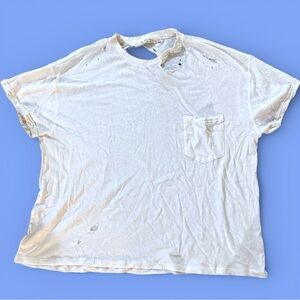 EUC We the Free Rubi Oversized Blue Distressed Tee Sz Large